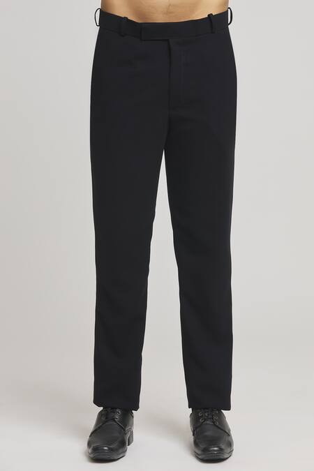 Buy Aham-Vayam Black Cotton, Polyester Cut Work Cutdana Embellished Tuxedo Pant Set Buy_Aham-Vayam_Black Cotton, Polyester Cut Work Cutdana Embellished Tuxedo Pant Set