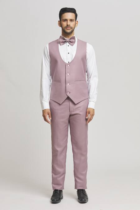 Aham-Vayam_Pink Cotton Cut Work Asa Cutdana Embellished Tuxedo Pant Set _Online_at_Aza_Fashions