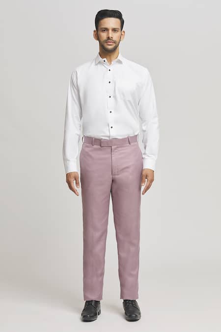 Buy_Aham-Vayam_Pink Cotton Cut Work Asa Cutdana Embellished Tuxedo Pant Set 