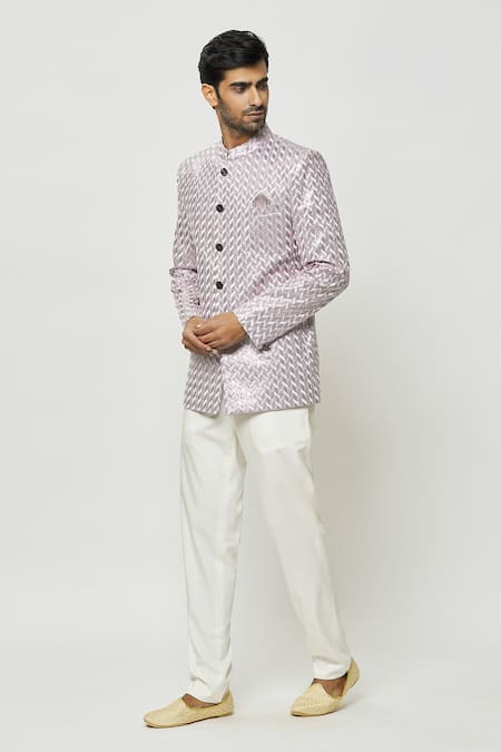 Shop Arihant Rai Sinha Pink Silk Sequins, Embroidery Full Sleeve Jodhpuri Online at Aza Fashions Shop_Arihant Rai Sinha_Pink Silk Sequins, Embroidery Full Sleeve Jodhpuri _Online_at_Aza_Fashions