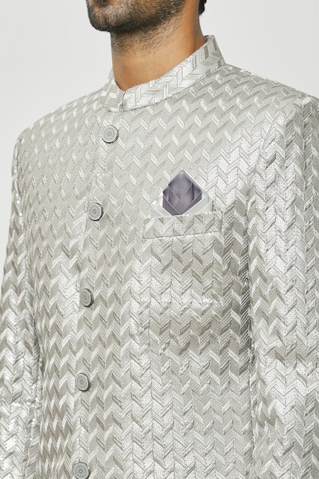 Buy Arihant Rai Sinha Grey Silk Sequins, Embroidery Thread Full Sleeve Jodhpuri Online at Aza Fashions Buy_Arihant Rai Sinha_Grey Silk Sequins, Embroidery Thread Full Sleeve Jodhpuri _Online_at_Aza_Fashions