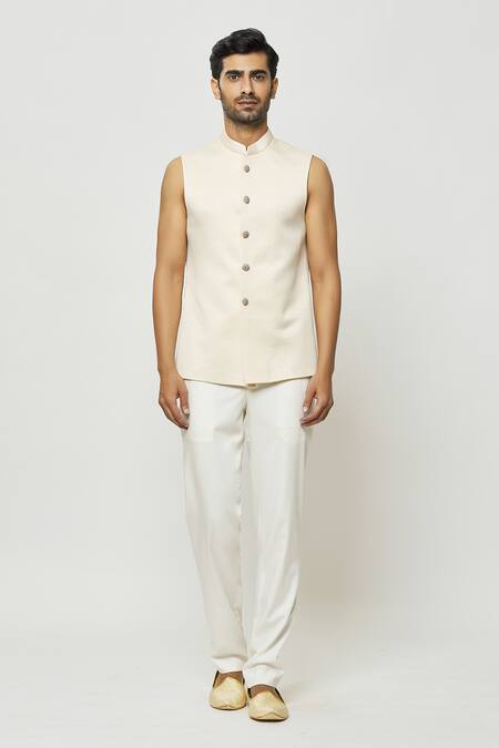 Buy_Arihant Rai Sinha_Peach Silk Sequins, Embroidery Thread Work Velvet Jodhpuri With Short Kurta _Online_at_Aza_Fashions