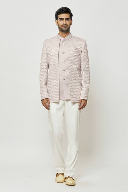 Shop_Arihant Rai Sinha_Pink Silk Sequins, Embroidery Work Jodhpuri With Short Kurta _Online_at_Aza_Fashions