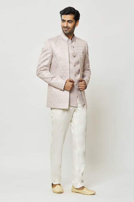 Arihant Rai Sinha_Pink Silk Sequins, Embroidery Work Jodhpuri With Short Kurta _at_Aza_Fashions