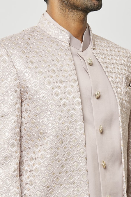 Buy_Arihant Rai Sinha_Pink Silk Sequins, Embroidery Work Jodhpuri With Short Kurta 