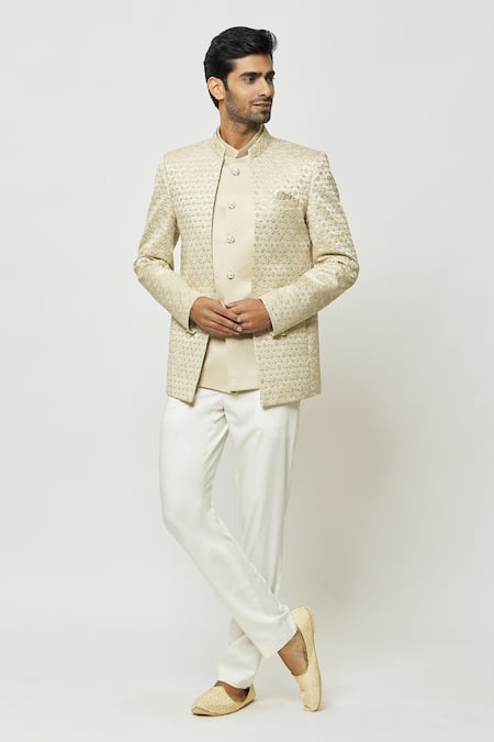 Aryavir Malhotra Sequins Hand Embroidered Jodhpuri With Short Kurta 