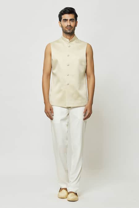 Arihant Rai Sinha_Beige Silk Sequins, Embroidery Hand Jodhpuri With Short Kurta _Online_at_Aza_Fashions