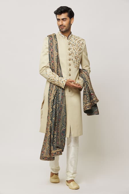 Arihant Rai Sinha_Multi Color Embroidery Vintage Padma Bloom Dupatta _Online_at_Aza_Fashions