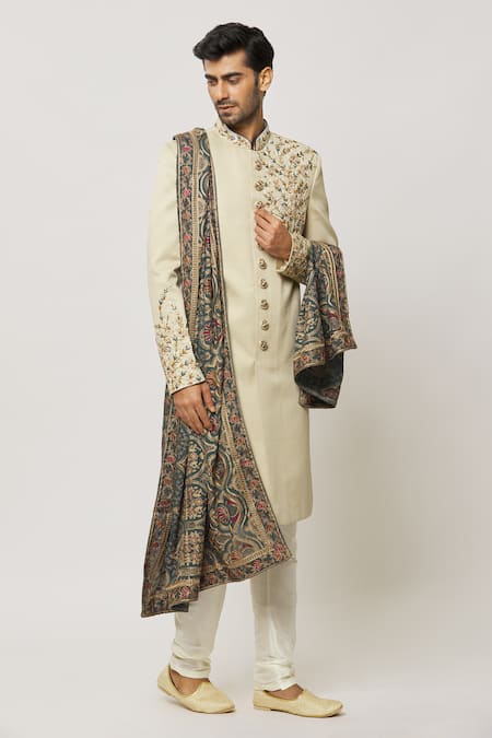 Buy_Arihant Rai Sinha_Multi Color Embroidery Vintage Padma Bloom Dupatta _Online_at_Aza_Fashions