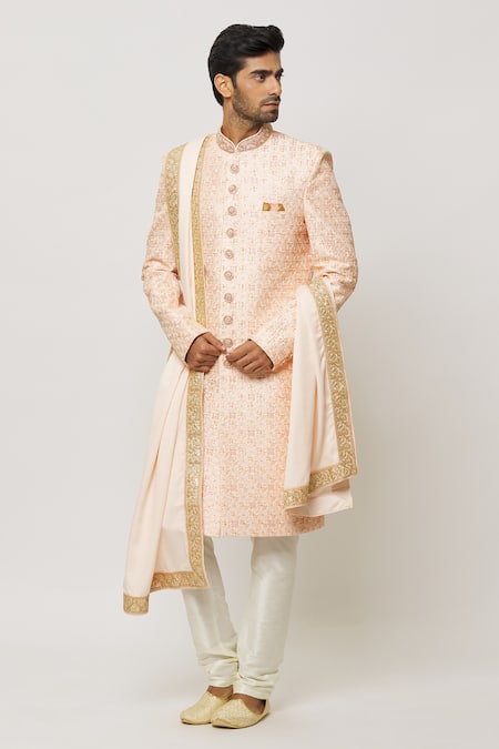 Arihant Rai Sinha Wisteria Flora Border Embroidered Dupatta 