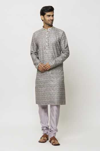 Buy_Arihant Rai Sinha_Purple Silk Chintz Bloom Print Kurta _Online_at_Aza_Fashions