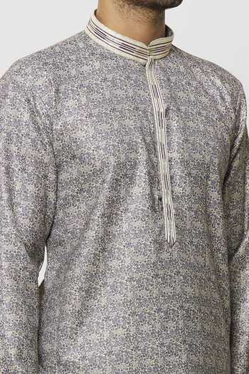 Shop_Arihant Rai Sinha_Purple Silk Chintz Bloom Print Kurta _Online_at_Aza_Fashions