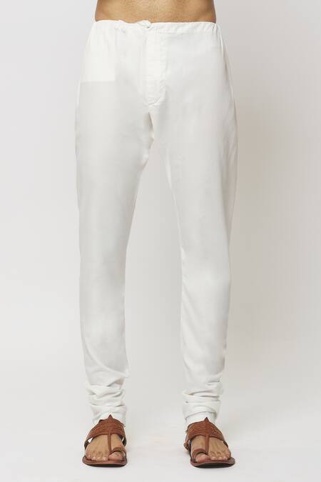 Shop_Arihant Rai Sinha_Pink Cotton, Chanderi Silk Embroidery Botanic Print Kurta With Churidar_Online_at_Aza_Fashions