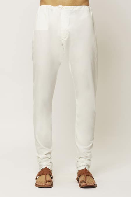 Buy_Arihant Rai Sinha_Blue Cotton, Silk, Embroidery Forest Print Kurta With Churidar_Online_at_Aza_Fashions