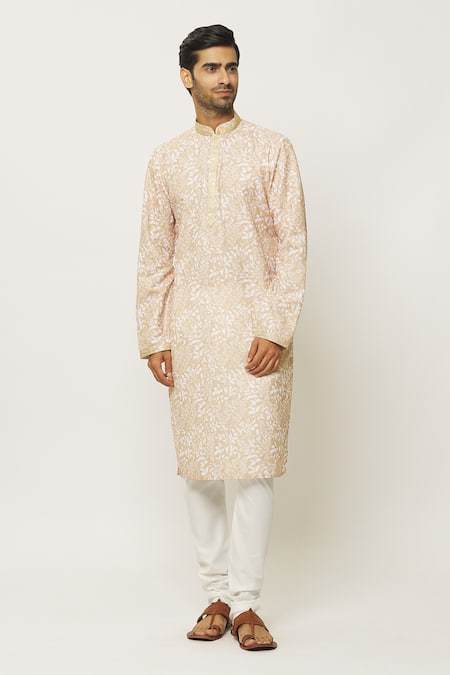 Arihant Rai Sinha Foliage Print Kurta With Churidar  (For Kids)