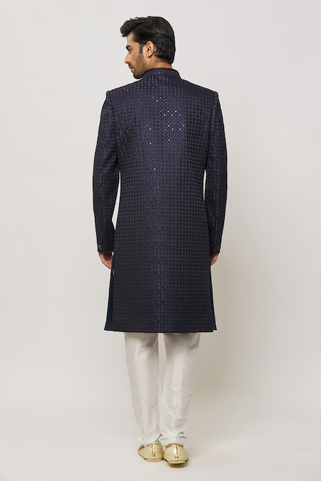 Arihant Rai Sinha Retro Bloom Motif Embroidered Sherwani Set 