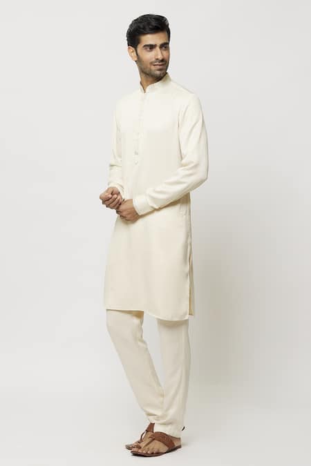 Buy Arihant Rai Sinha Cream Silk Embroidery Placket Kurta Online at Aza Fashions Buy_Arihant Rai Sinha_Cream Silk Embroidery Placket Kurta _Online_at_Aza_Fashions