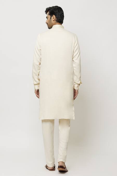 Shop Arihant Rai Sinha Cream Silk Embroidery Placket Kurta at Aza Fashions Shop_Arihant Rai Sinha_Cream Silk Embroidery Placket Kurta _at_Aza_Fashions