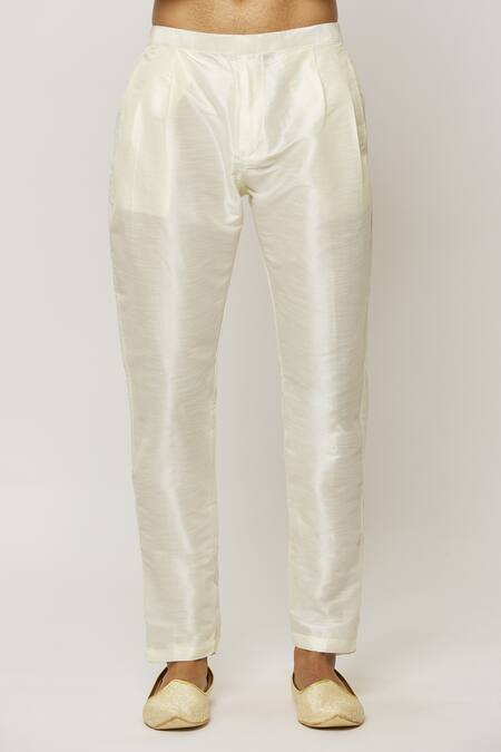 Arihant Rai Sinha_Pink Silk, Faux Leather Shaded Thread Work Sherwani Jacket Aligadi Pant Set _Online_at_Aza_Fashions