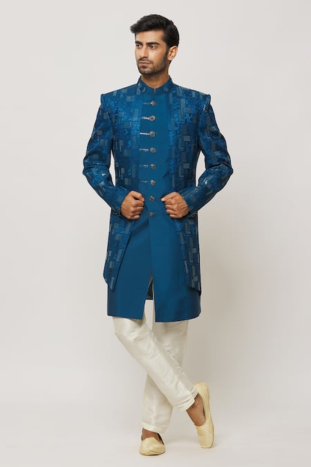 Aryavir Malhotra Sequin & Thread Embroidered Sherwani Set 