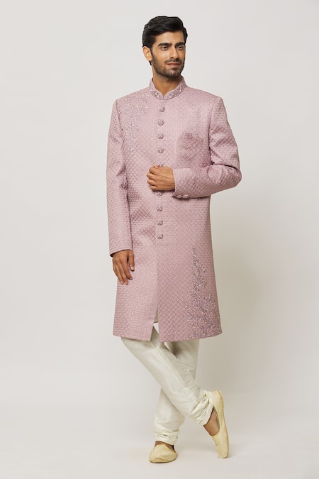 Aryavir Malhotra Floral Hand Embroidered Sherwani Set 