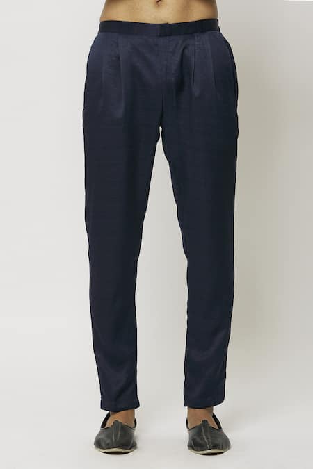 Arihant Rai Sinha_Blue Silk Embroidery Printed Long Jacket Aligadi Pant Set _at_Aza_Fashions