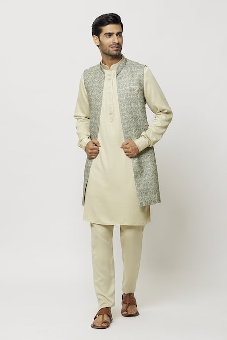 Popular Cream Kurta Pyjama Polly Cotton Kurta Pajama With Jacket Online  Shopping