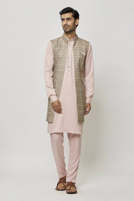 Arihant Rai Sinha Brown Silk Art Geometric Printed Nehru Jacket Online at Aza Fashions Arihant Rai Sinha_Brown Silk Art Geometric Printed Nehru Jacket _Online_at_Aza_Fashions