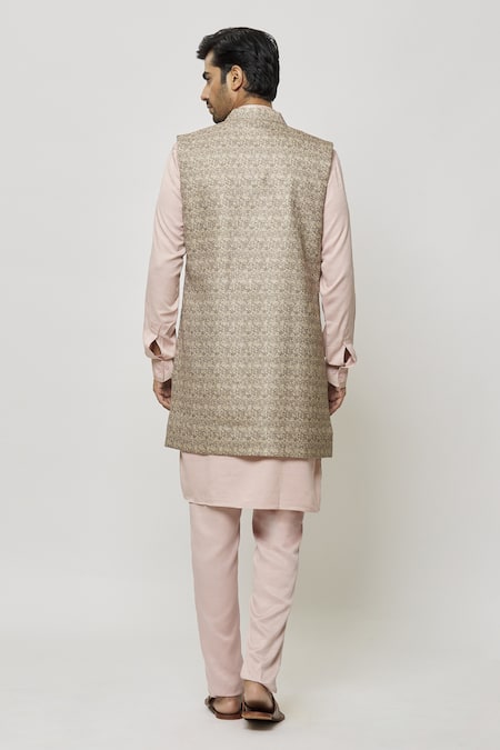 Shop Arihant Rai Sinha Brown Silk Art Geometric Printed Nehru Jacket at Aza Fashions Shop_Arihant Rai Sinha_Brown Silk Art Geometric Printed Nehru Jacket _at_Aza_Fashions