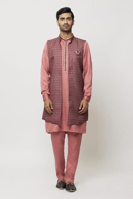 Buy Arihant Rai Sinha Maroon Silk Printed Nehru Jacket Online at Aza Fashions Buy_Arihant Rai Sinha_Maroon Silk Printed Nehru Jacket _Online_at_Aza_Fashions
