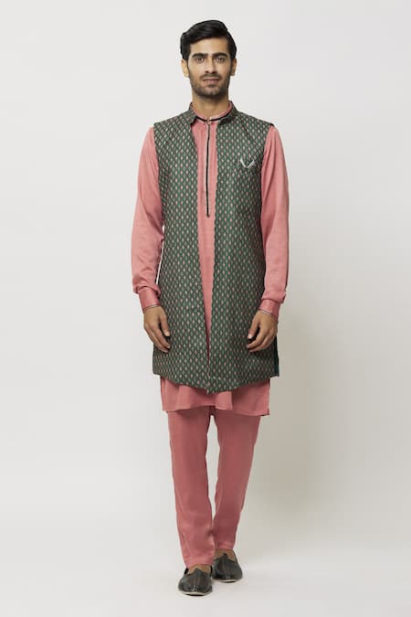 Arihant Rai Sinha Gray Silk Printed Grey Nehru Jacket Online at Aza Fashions Arihant Rai Sinha_Gray Silk Printed Grey Nehru Jacket _Online_at_Aza_Fashions