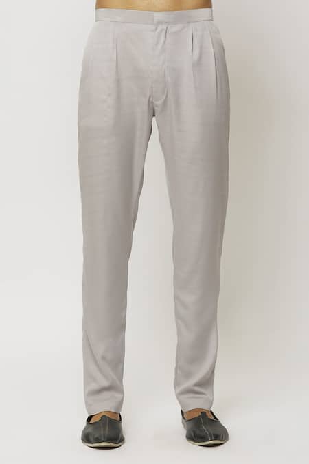 Buy_Arihant Rai Sinha_Grey Silk Printed Jacket Aligadi Pant Set 