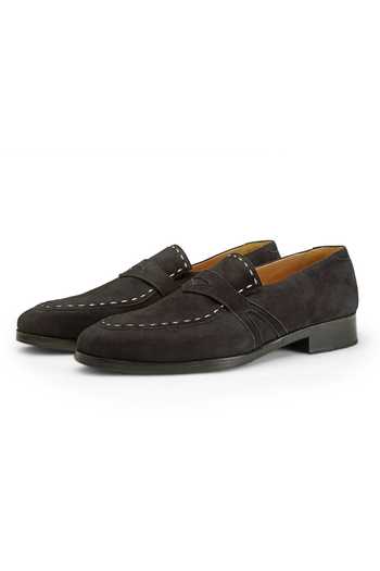 SHUTIQ_Black Raif Coal Solid Slip-on Shoes _Online_at_Aza_Fashions