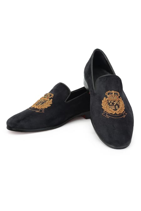 Shutiq Royal Emblem Hand Embroidered Slip-On Shoes 
