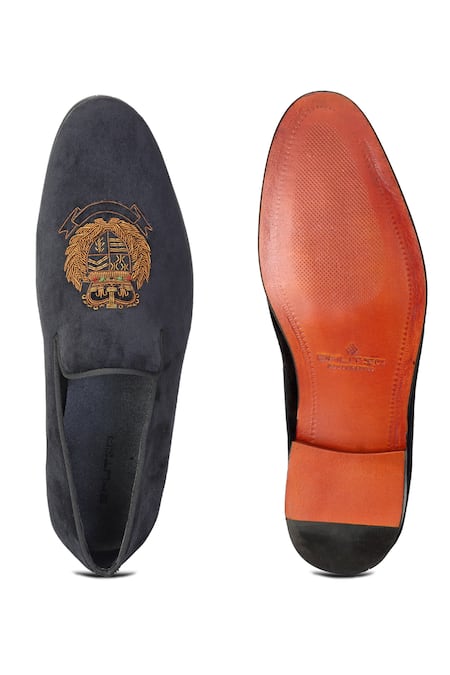 Shutiq Royal Emblem Hand Embroidered Slip-On Shoes 