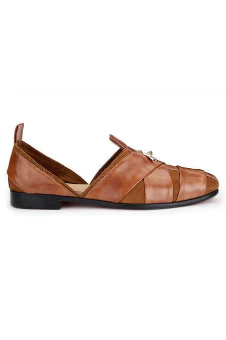 Shutiq_Brown Embellished Sheraz Bee Slip-on Shoes _Online_at_Aza_Fashions