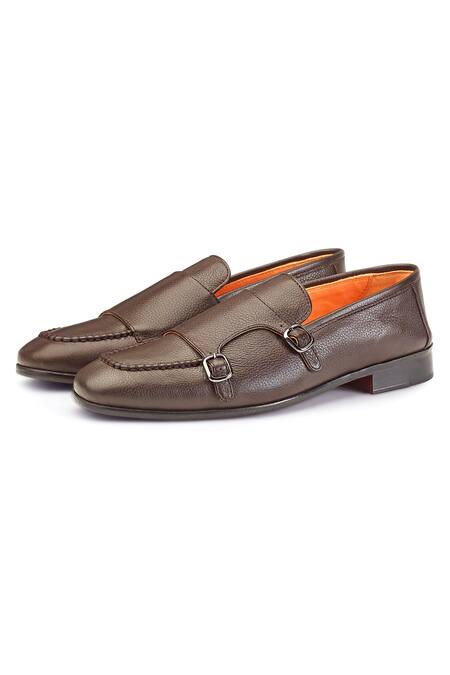 Shutiq_Brown Leather Slip-on Shoes _Online_at_Aza_Fashions