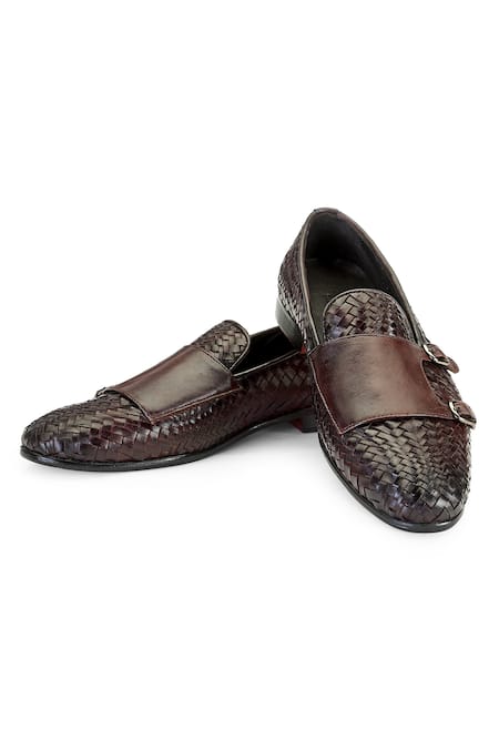 SHUTIQ Zaar Cocoa Solid Leather Slip-On Shoes 