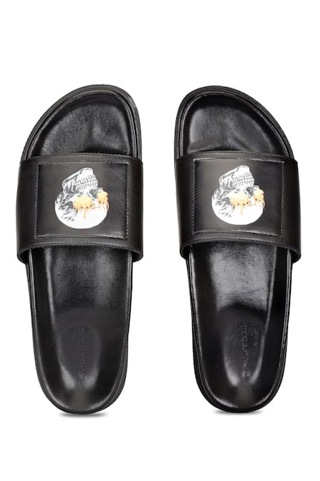 Shutiq_Black Digital Printed Cass Coal Skull Slides _Online_at_Aza_Fashions