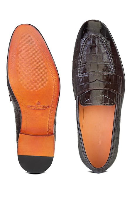 Shop Shutiq Brown Embellished Cobain Coal Textured Pattern Shoes at Aza Fashions Shop_Shutiq_Brown Embellished Cobain Coal Textured Pattern Shoes _at_Aza_Fashions