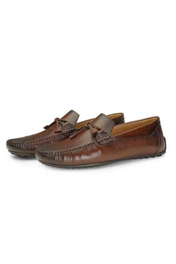 SHUTIQ Brown Coenn Leather Knotted Shoes Online at Aza Fashions SHUTIQ_Brown Coenn Leather Knotted Shoes _Online_at_Aza_Fashions