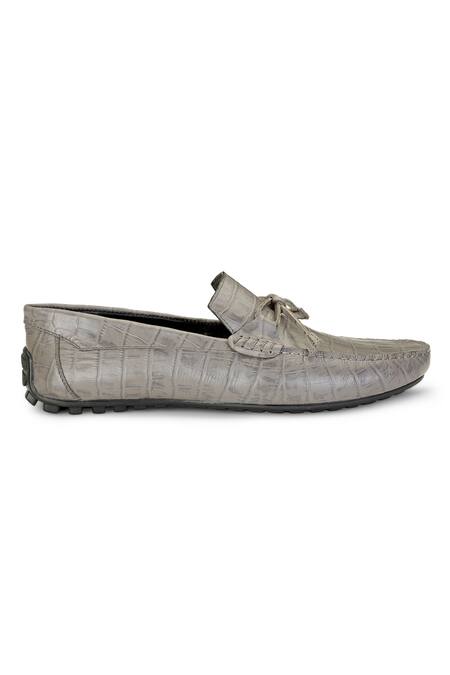 Buy Shutiq Grey Coenn Croco Leather Knotted Shoes Online at Aza Fashions Buy_Shutiq_Grey Coenn Croco Leather Knotted Shoes _Online_at_Aza_Fashions