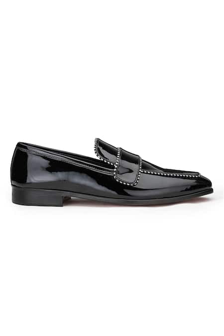 Buy_Shutiq_Black Crocia Amber Piping Work Shoes _Online_at_Aza_Fashions