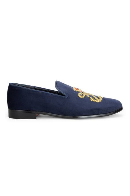 Shutiq_Blue Embroidered Crossed Anchor Shoes _Online_at_Aza_Fashions