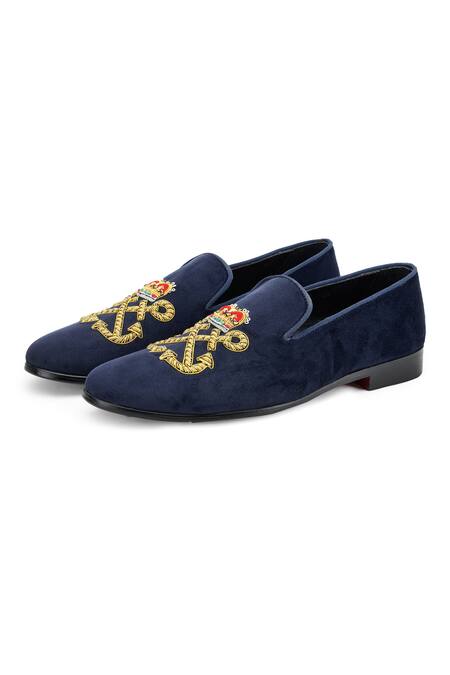 Buy_Shutiq_Blue Embroidered Crossed Anchor Shoes _Online_at_Aza_Fashions