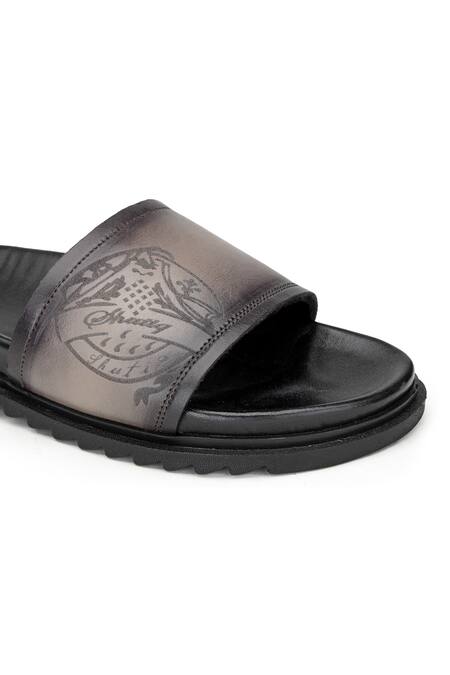 Shop_Shutiq_Black Dante Strap Embossed Slides _Online_at_Aza_Fashions