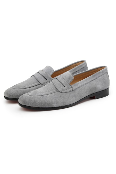 Shop_Shutiq_Grey Lunar Rawhide Round Toe Shoes _Online_at_Aza_Fashions