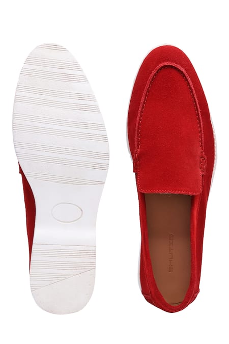 Shutiq Red Suede Embroidered Shoes 