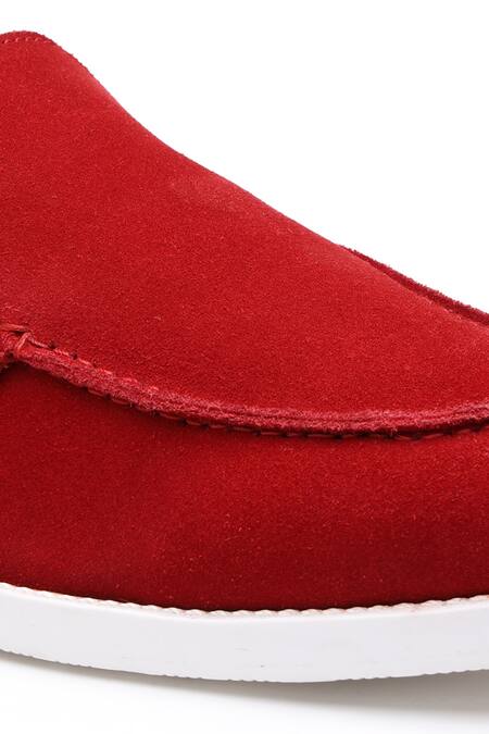 Buy Shutiq Red Embroidered Suede Shoes Online at Aza Fashions Buy_Shutiq_Red Embroidered Suede Shoes _Online_at_Aza_Fashions