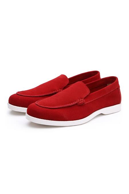 Shop Shutiq Red Embroidered Suede Shoes Online at Aza Fashions Shop_Shutiq_Red Embroidered Suede Shoes _Online_at_Aza_Fashions